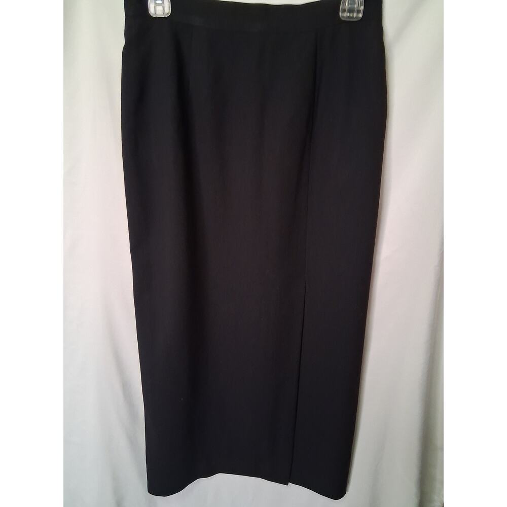 JH Collectibles Women Long Pencil Wool Skirt High Split Lined Black Size 10